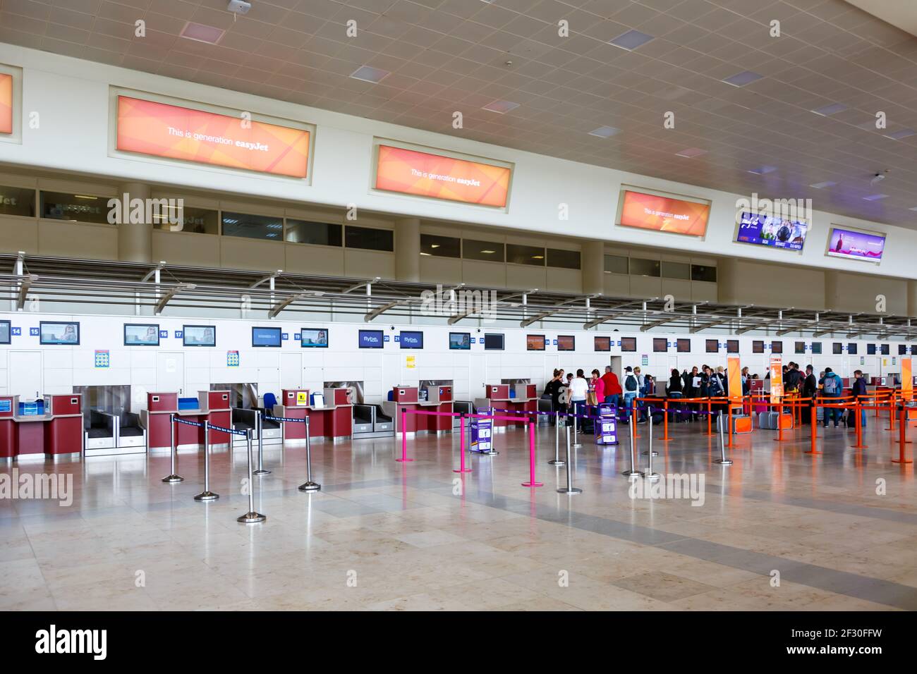 Liverpool, United Kingdom - August 14, 2017: Terminal at Liverpool airport (LPL) in the United Kingdom. Stock Photo