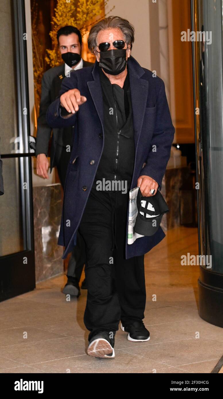 Milan, Italy. 14th Mar, 2021. Milan, Al Pacino in the cast of the film  House of Gucci. Besieged by fans in front of Palazzo Parigi Hotel In the  photo: Al Pacino Credit: