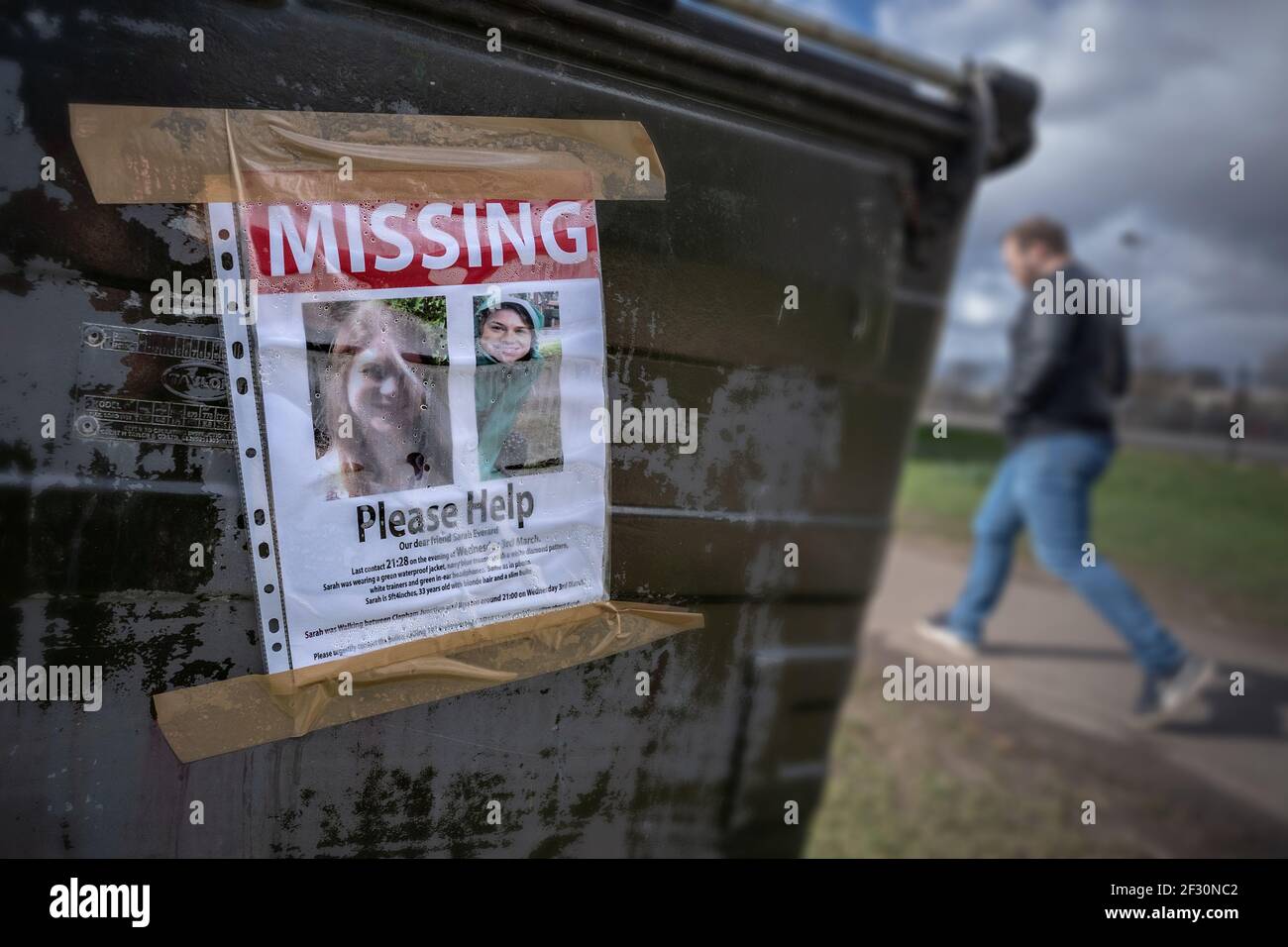 Sarah Everard missing poster in Clapham Common, London, UK. Stock Photo