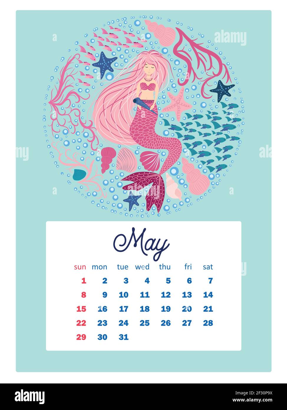 Mermaid Calendar For September 2022 | February Calendar 2022