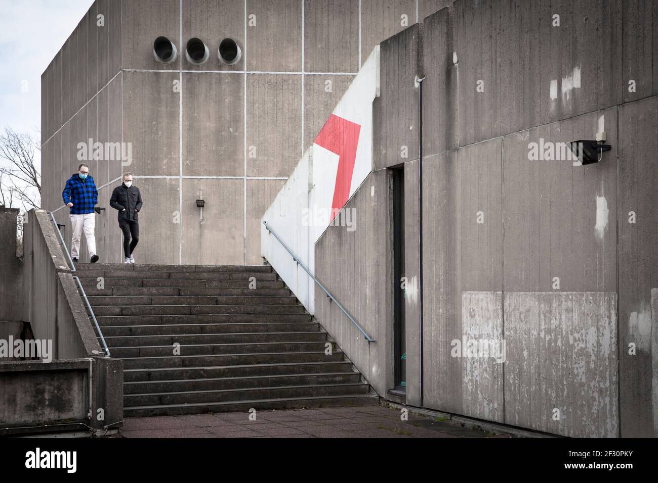 Ruhr University Bochum, hardly any students on campus during the Corona pandemic, stairs on campus, concrete buildings, Bochum, North Rhine-Westphalia Stock Photo