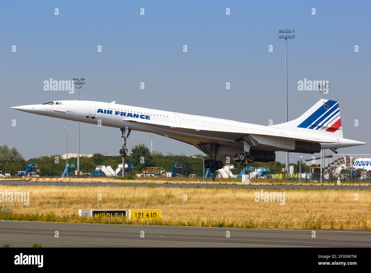 Paris, France - August 16, 2018: Air France Concorde airplane at Paris Charles de Gaulle airport in France. Stock Photo