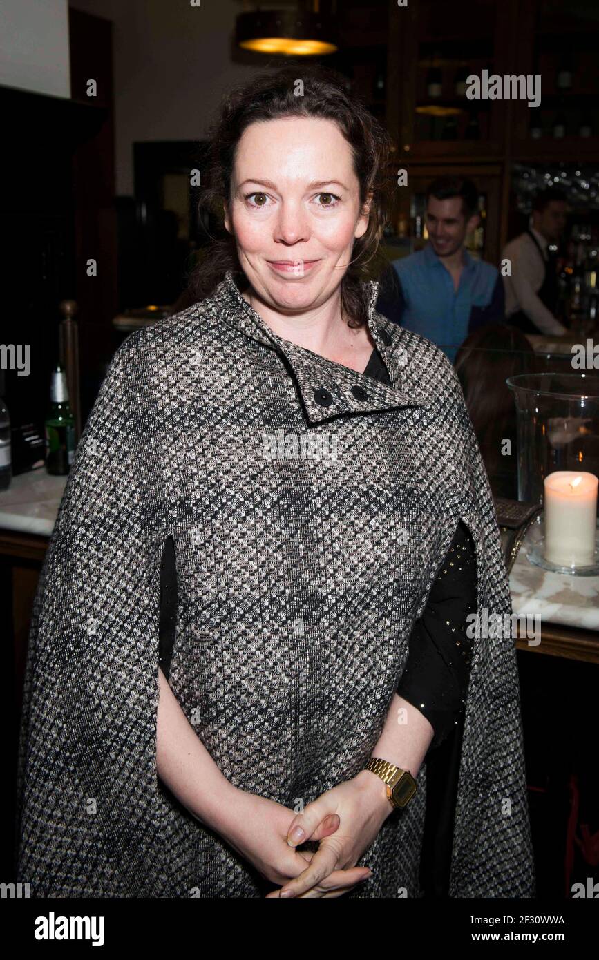 Olivia Coleman attends the Young Vic's The View From The Bridge press night after party at the National Gallery Cafe, London, 16th February 2015 Stock Photo