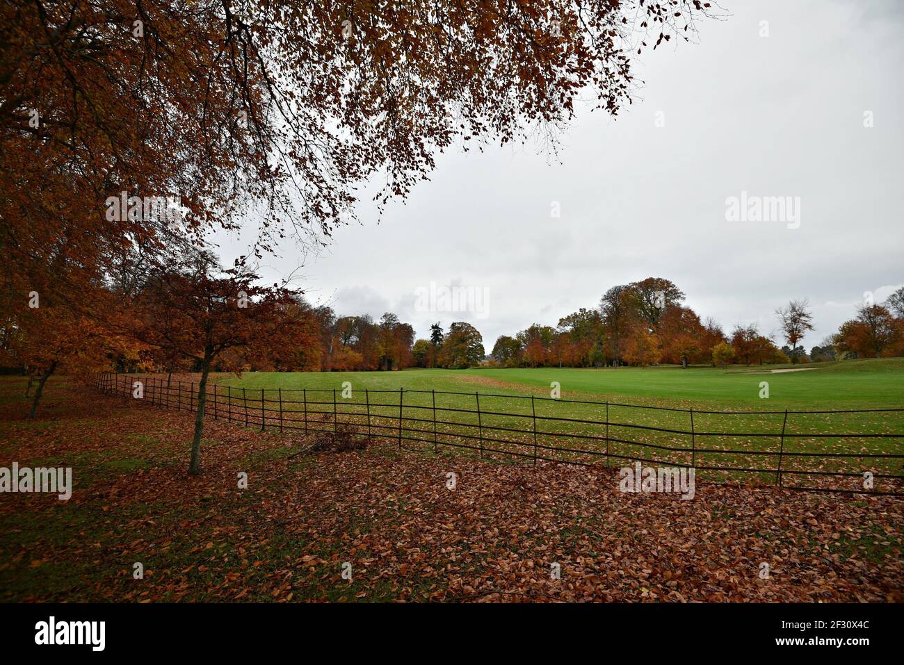 Autumn landscape at Powerscourt Gardens in the countryside of County Wicklow in Leinster, Ireland. Stock Photo