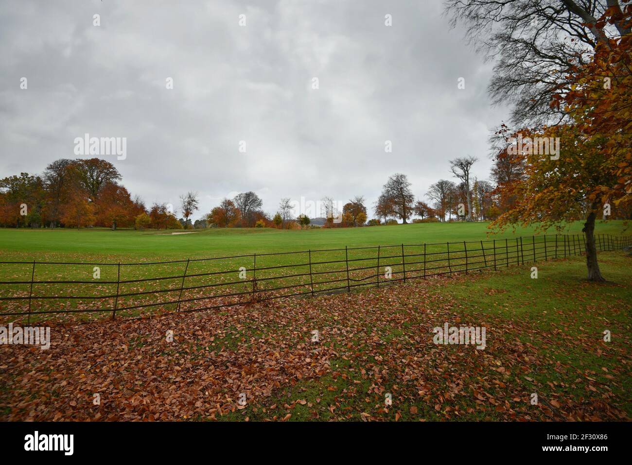 Autumn landscape at Powerscourt Gardens in the countryside of County Wicklow in Leinster, Ireland. Stock Photo