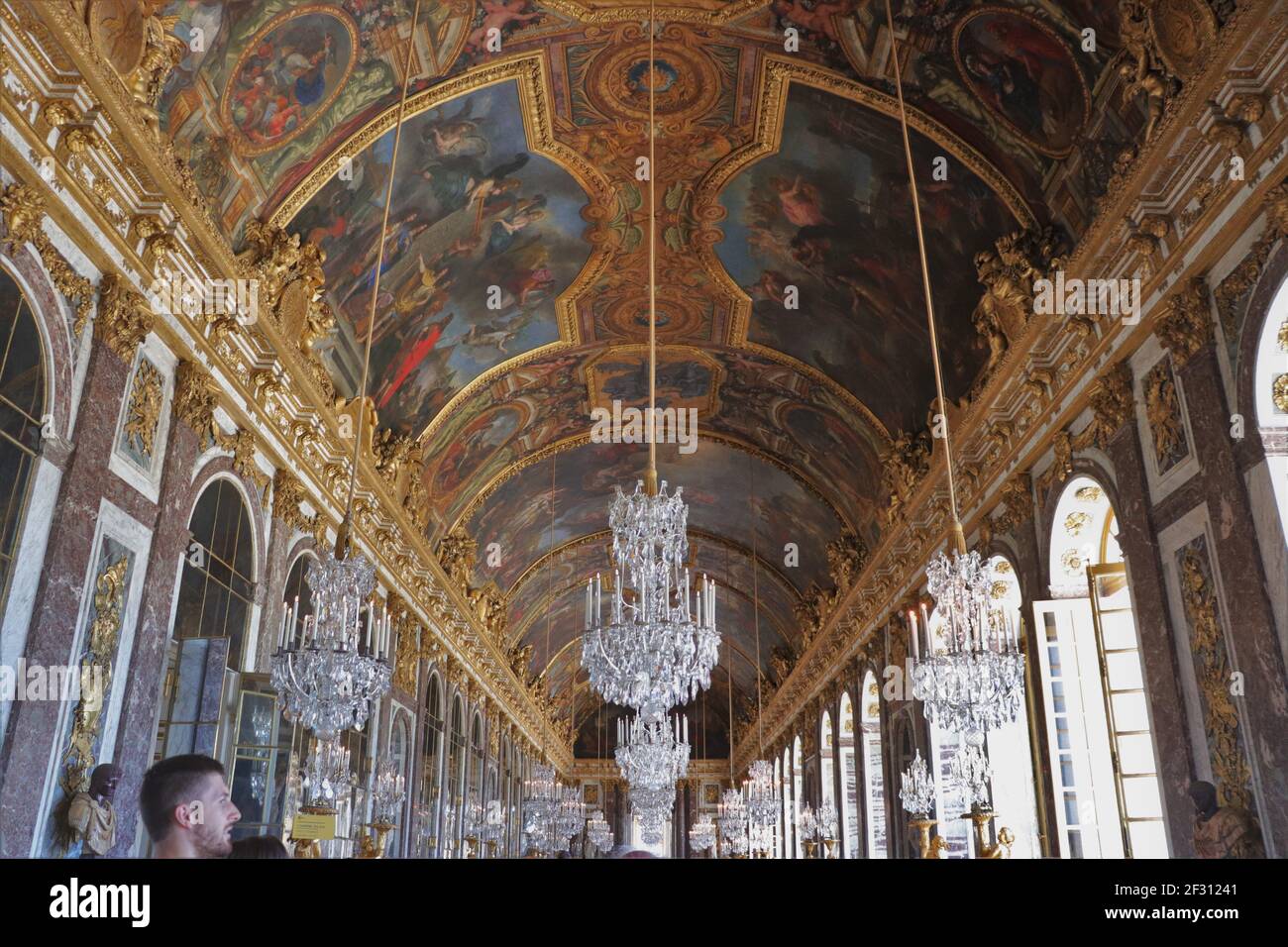 The Dazzling Hall of Mirrors in the Palace of Versailles, France Stock