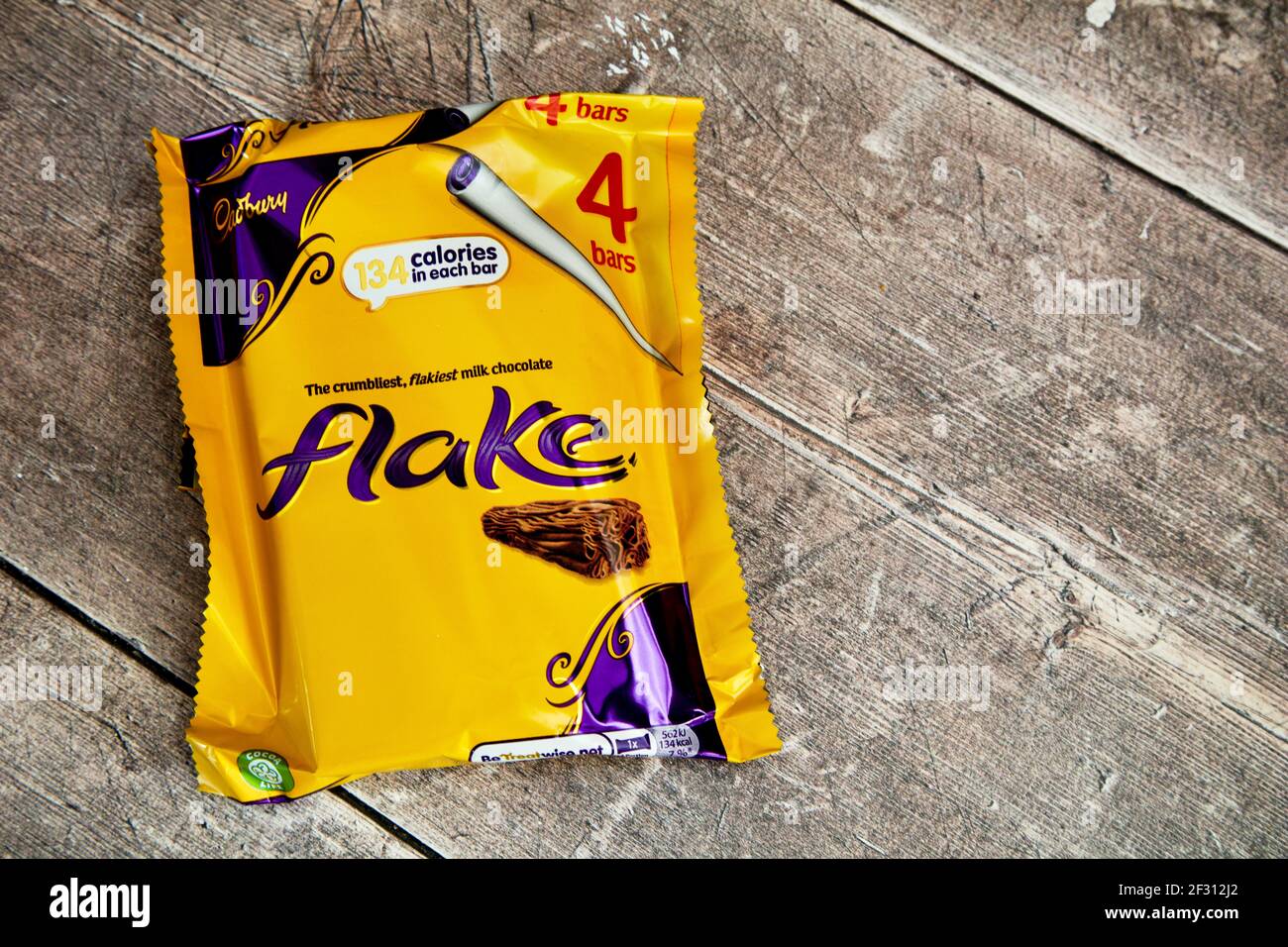Cadbury Flake Chocolate Bar 4 Pack Stock Photo
