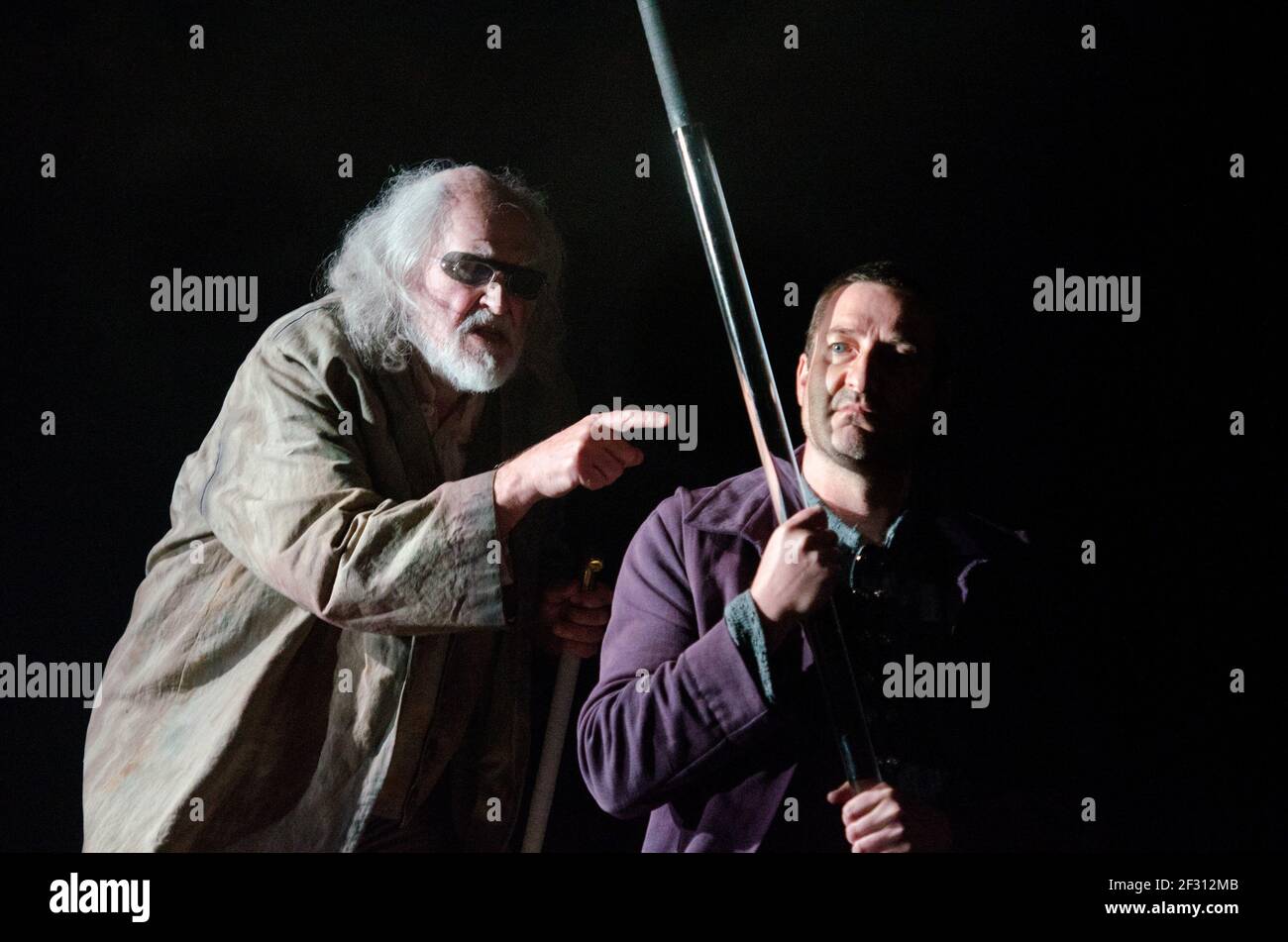 l-r: Malcolm Rivers (Alberich), Stuart Pendred (Hagen) in GOTTERDAMMERUNG by Wagner at Longborough Festival Opera, Gloucestershire, England  17/07/2012 conductor: Anthony Negus  design: Kjell Torriset  lighting: Ben Ormerod  director: Alan Privett Stock Photo