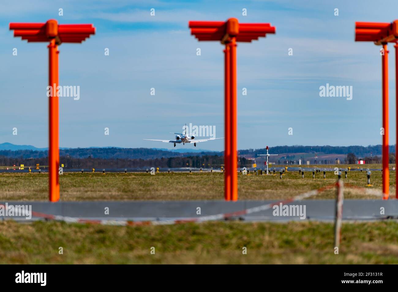 hoersching, austria, 13 march 2021, Cessna 560 Citation Encore landing ...