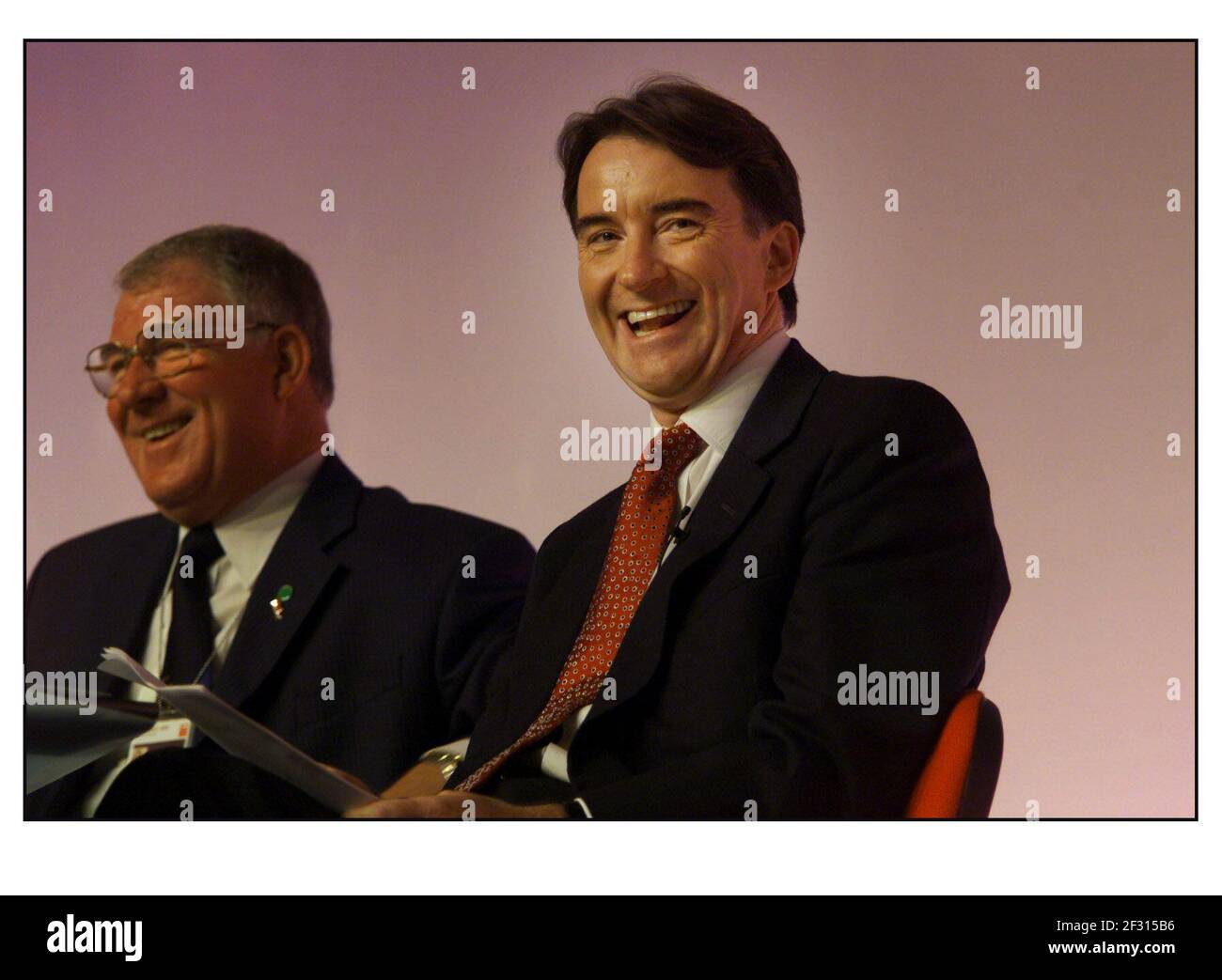 Peter Mandelson MP Northern Ireland secretary October 2000lays it on the line during his speech at the Labour party conference Stock Photo