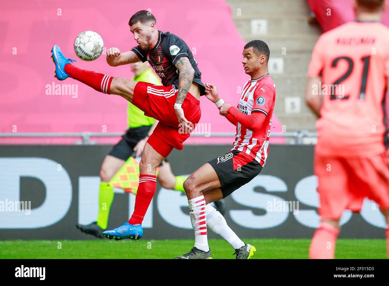 Eindhoven Netherlands March 14 Marcos Senesi Of Feyenoord And Cody Gakpo Of Psv Eindhoven During The Dutch Eredivisie Match Between Psv And Feyeno Stock Photo Alamy