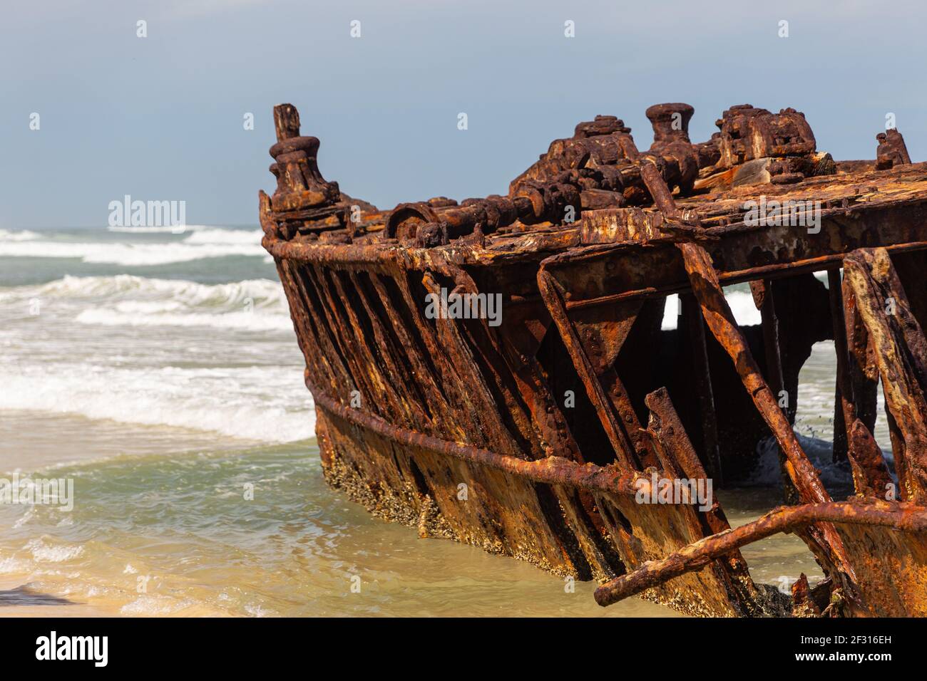 The shipwreck S.S. Maheno on Fraser Island in Queensland, Australia Stock Photo