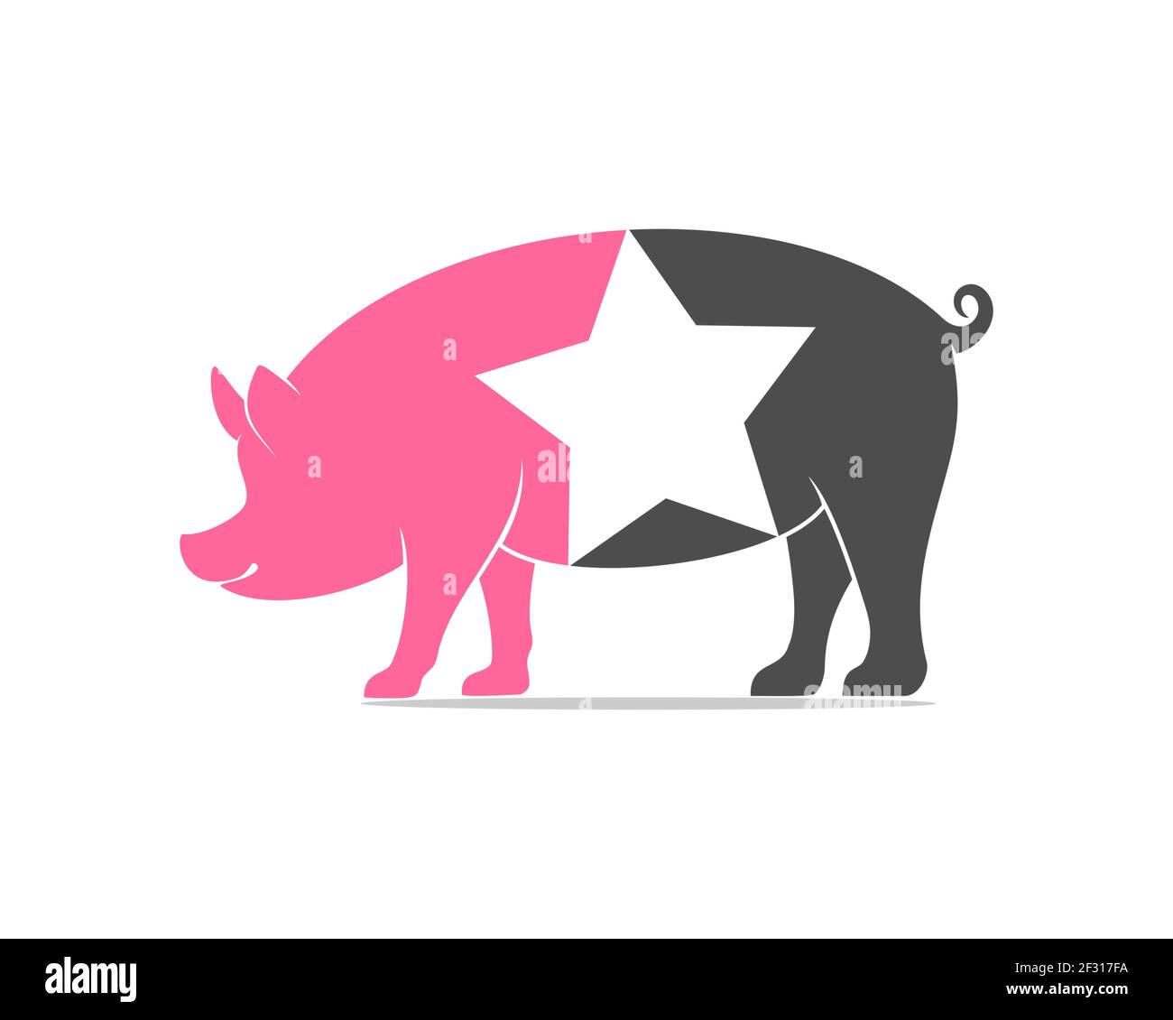 Fat pig with star inside Stock Photo