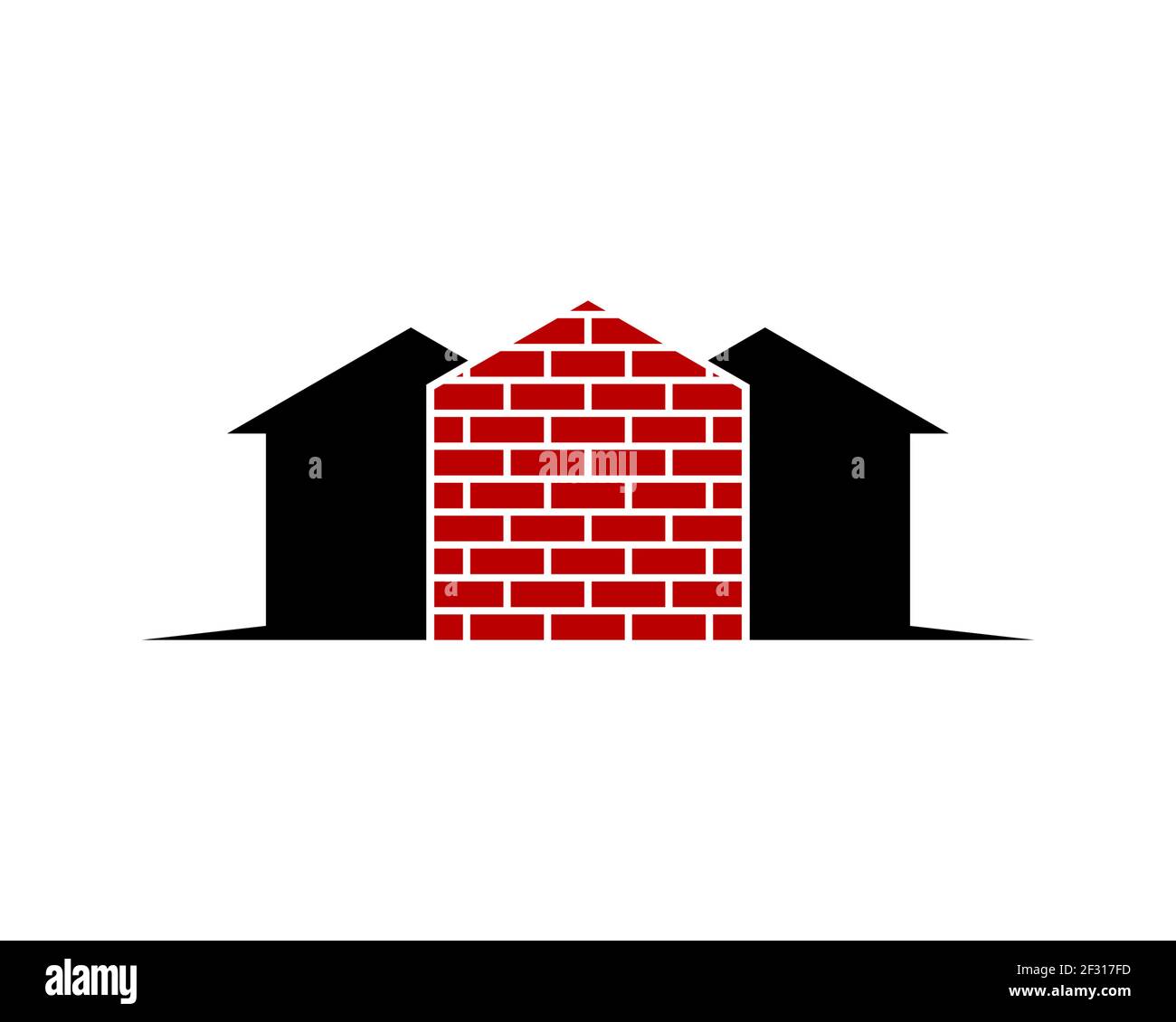 House building with red bricks logo Stock Photo