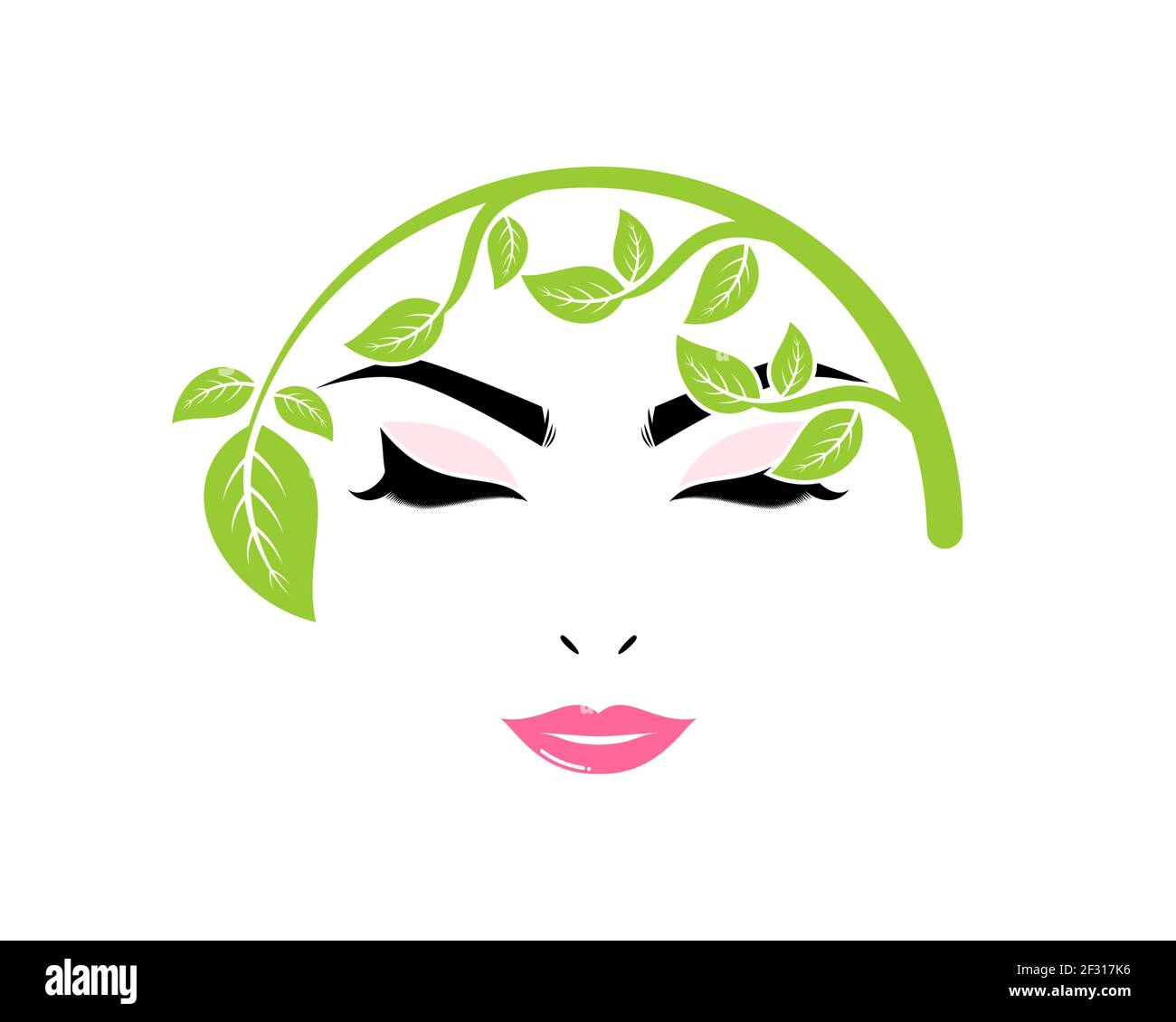 Beauty woman face nature treatment logo Stock Photo