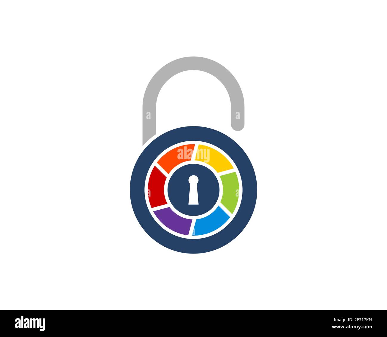 Simple padlock with rainbow lens camera Stock Photo