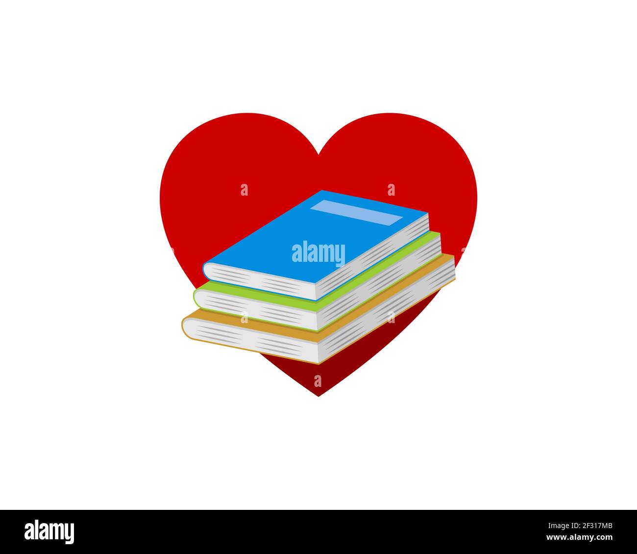 Love shape with three book inside Stock Photo