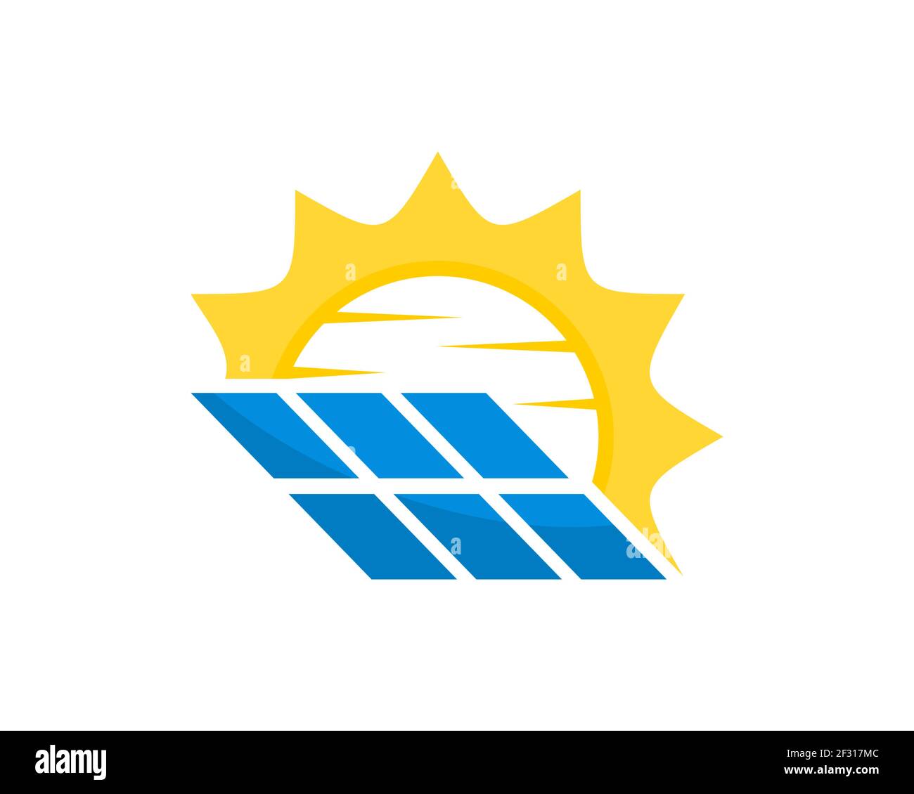 Solar energy with sunbeam logo Stock Photo