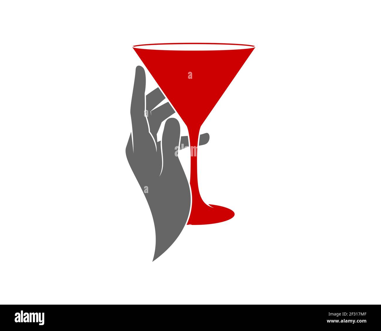Red wine glass with reaching hand Stock Photo