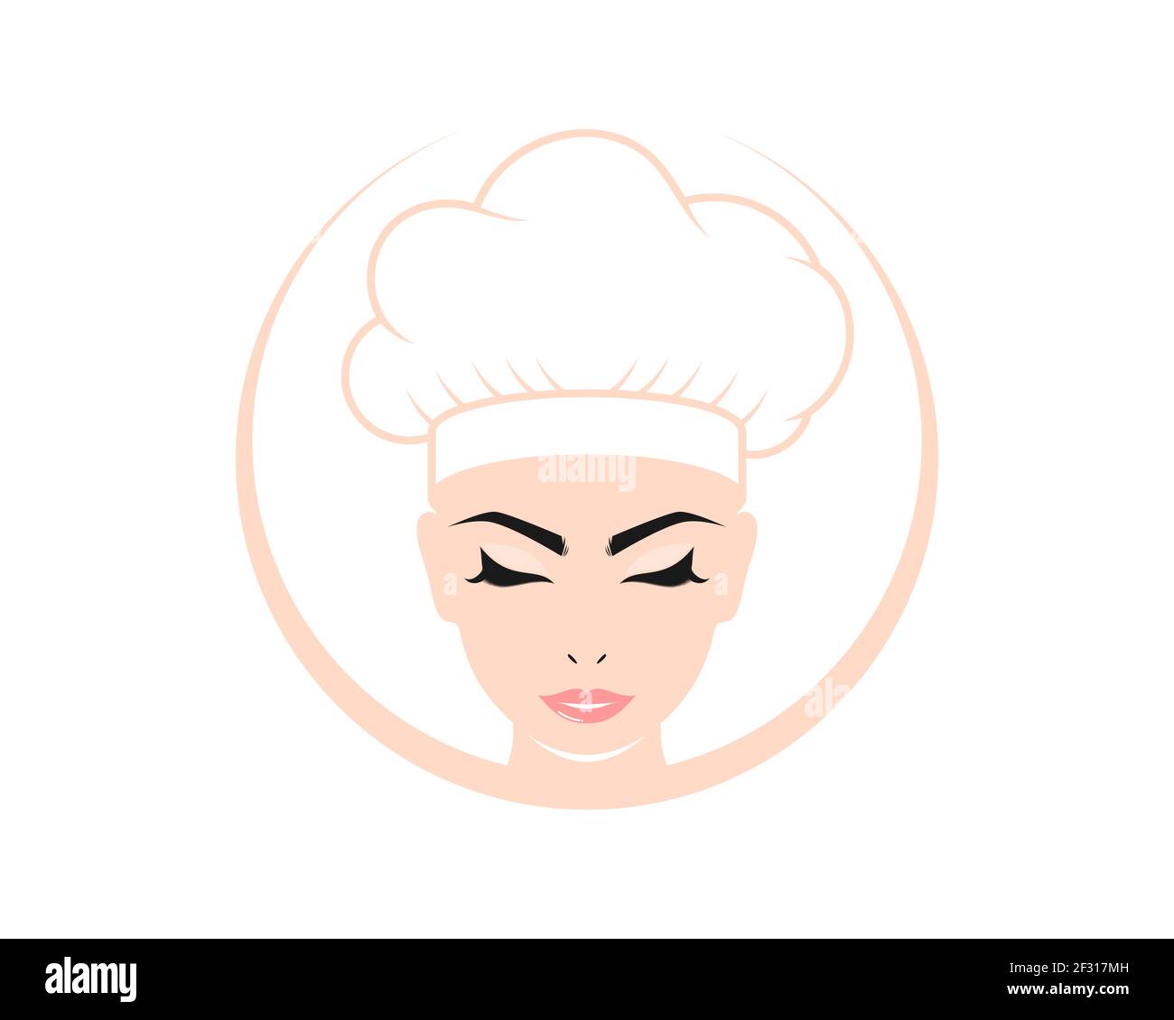 Beauty woman chef character logo Stock Photo