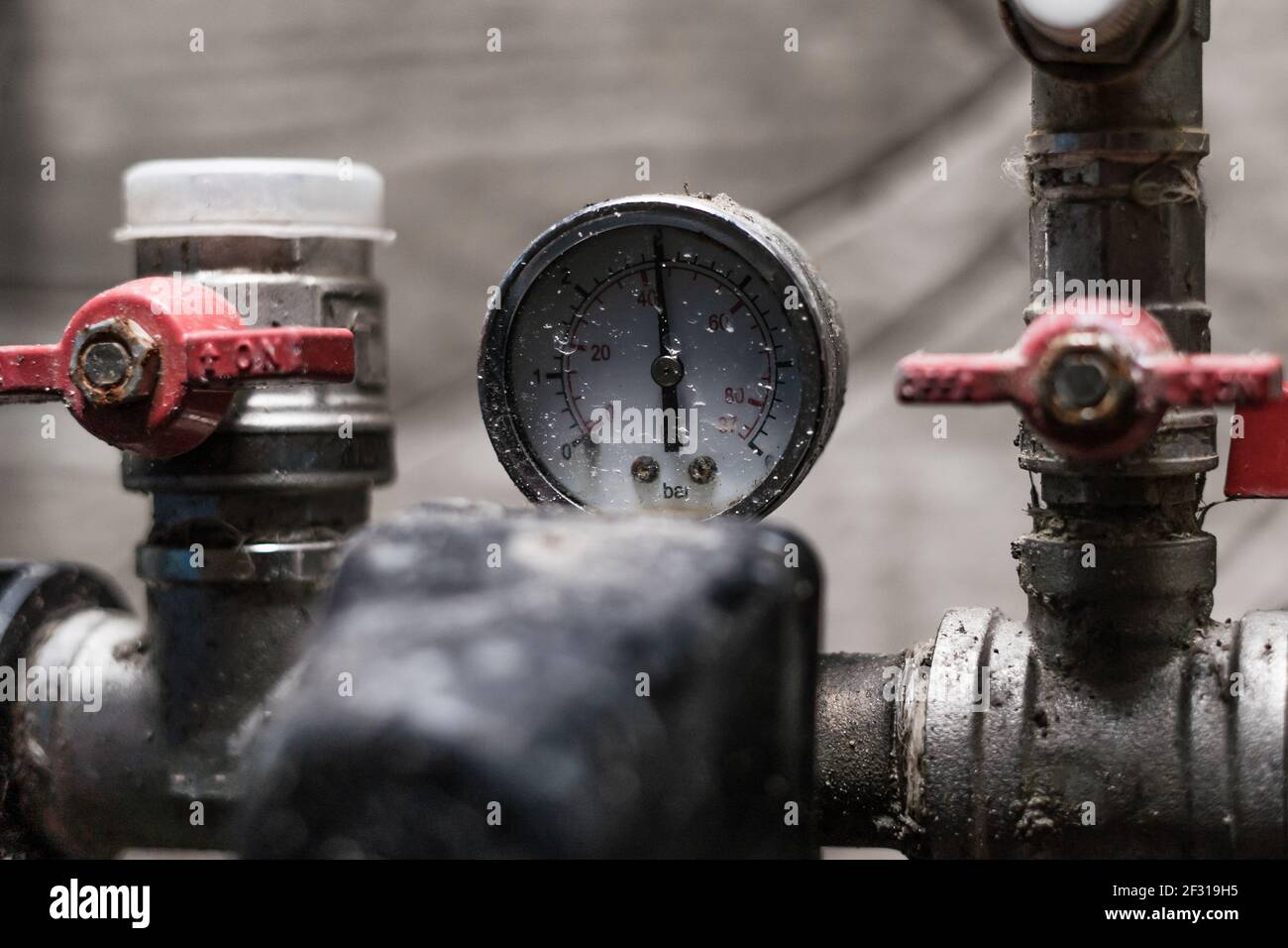 Water pressure gauge in the pumping station of a well of a private
