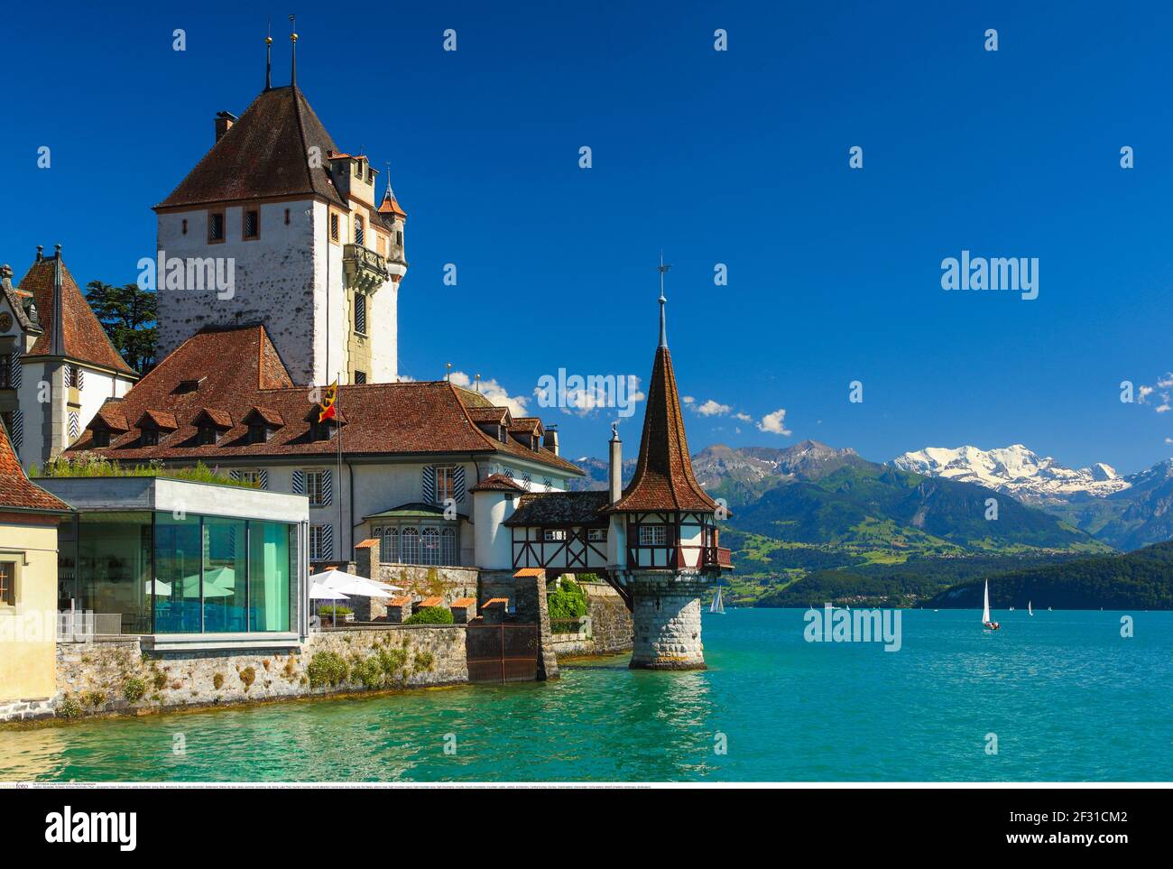geography / travel, Switzerland, castle Oberhofen, doing, Additional-Rights-Clearance-Info-Not-Available Stock Photo