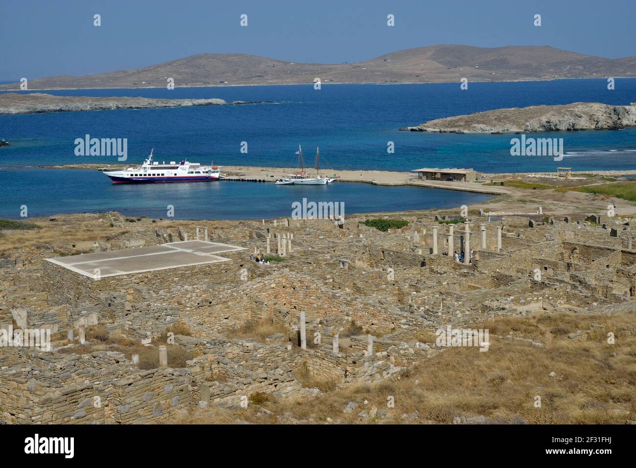 geography / travel, Greece, view across the of the isle Delos, UNESCO World Heritage Site, in the Gree, Additional-Rights-Clearance-Info-Not-Available Stock Photo