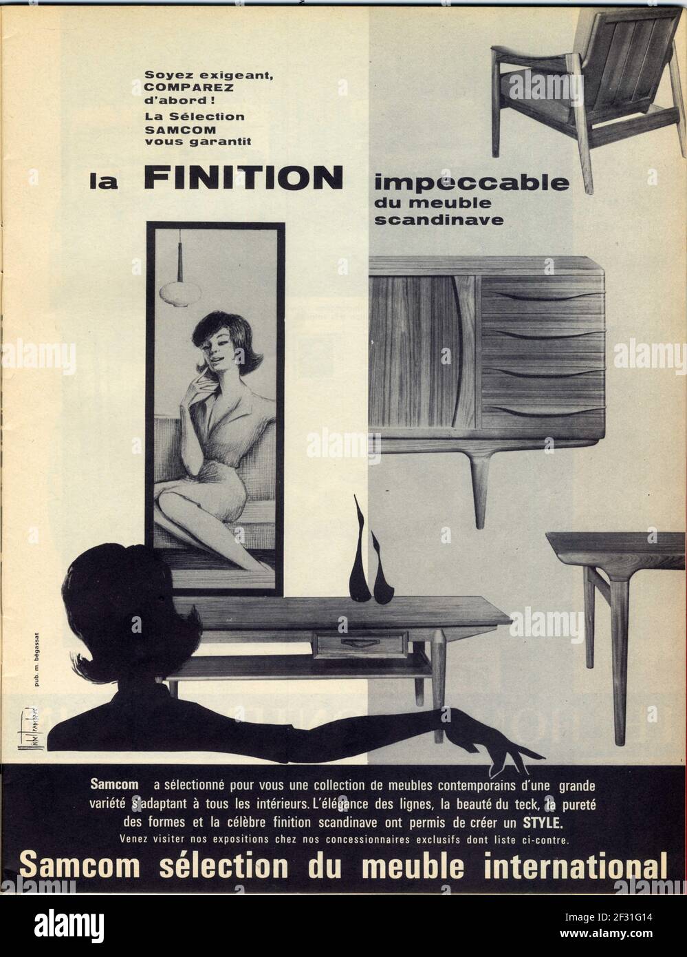 Publicité ancienne SAMCOM Sélection du meuble international. 1963 Stock Photo