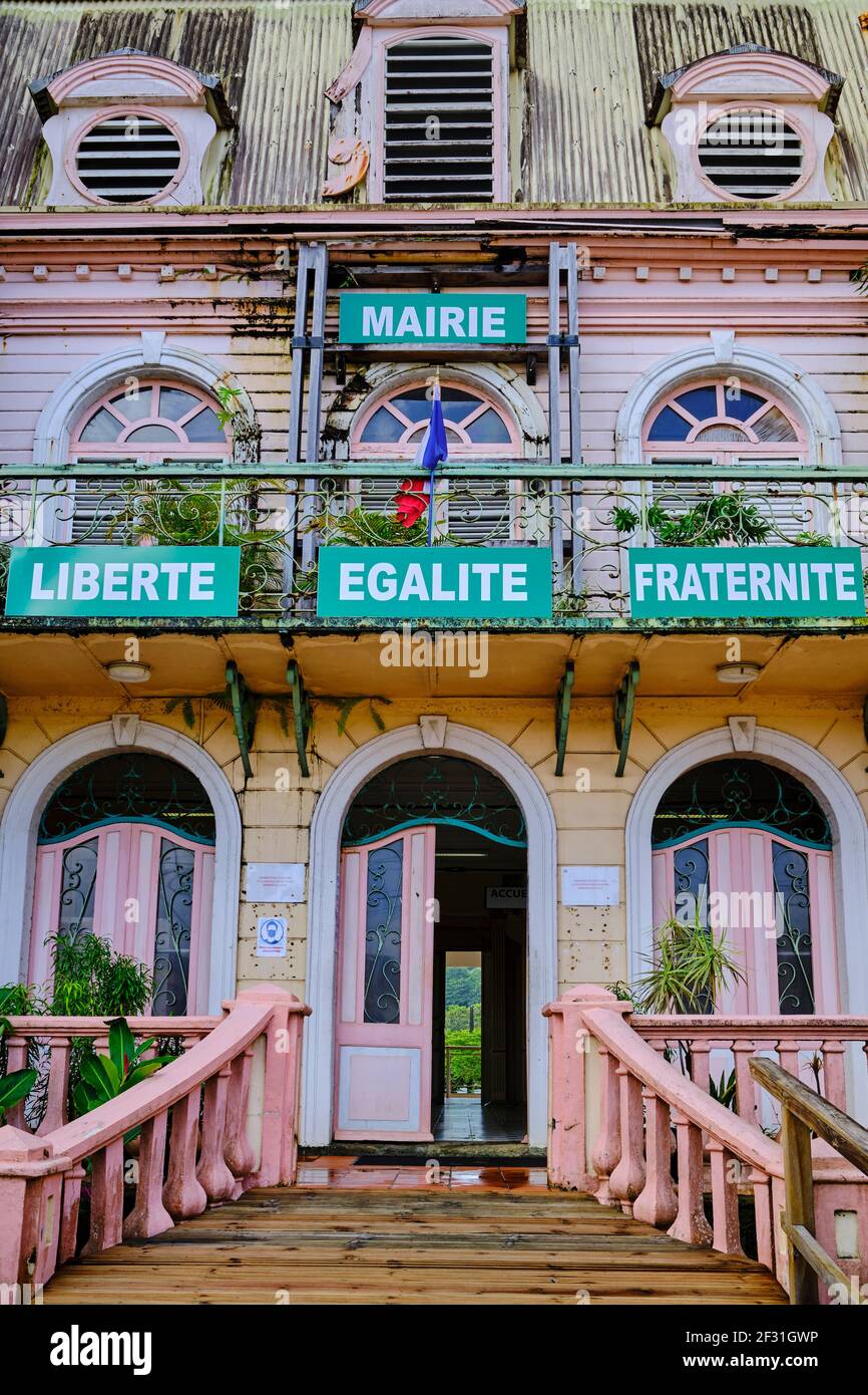 France, West Indies, Martinique, Saint-Esprit, the Town Hall with post-art nouveau architecture was built in 1924 Stock Photo