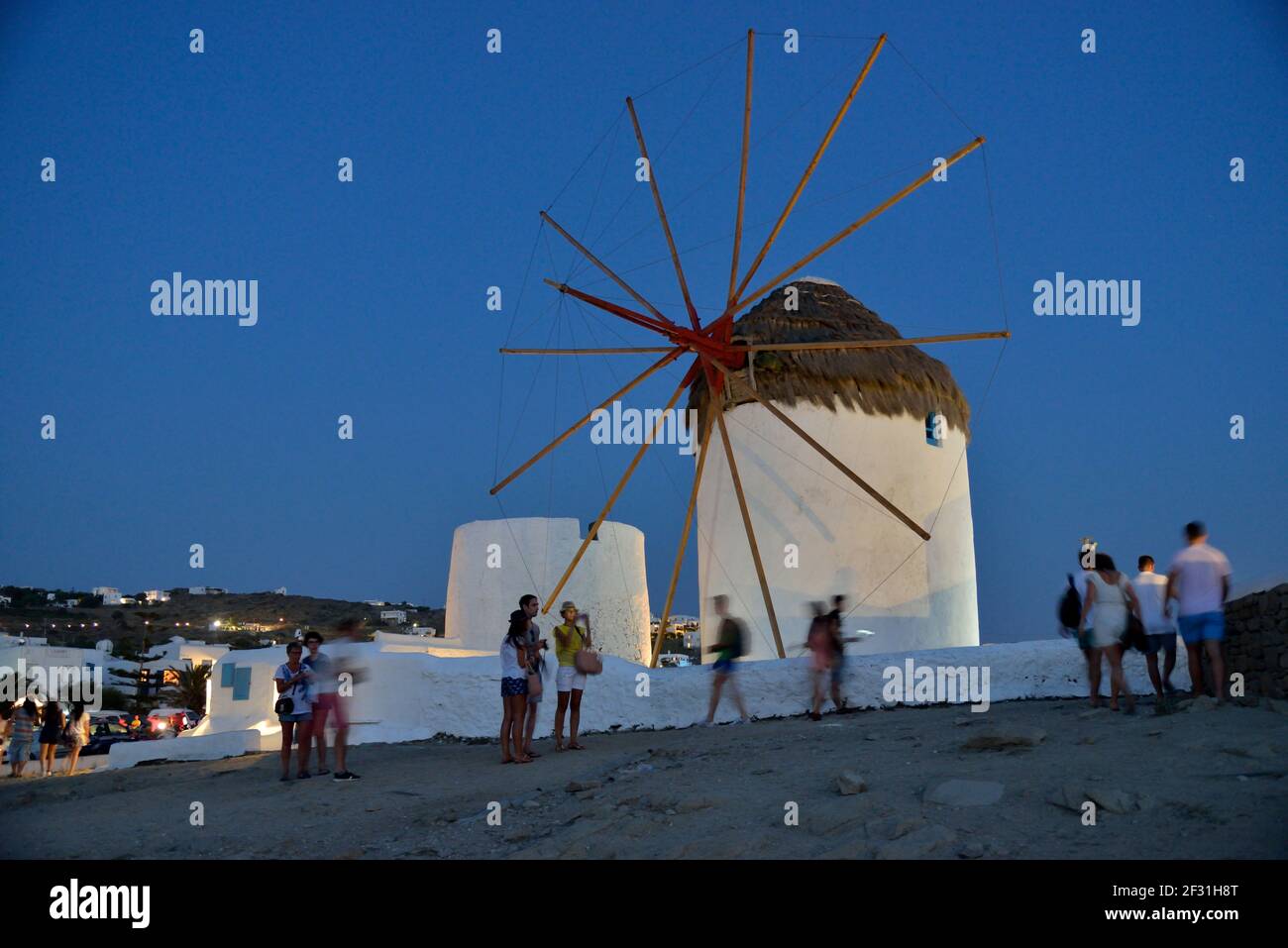 geography / travel, Greece, wind mill, Mykonos-Stadt, Mykonos, Cyclades, Additional-Rights-Clearance-Info-Not-Available Stock Photo
