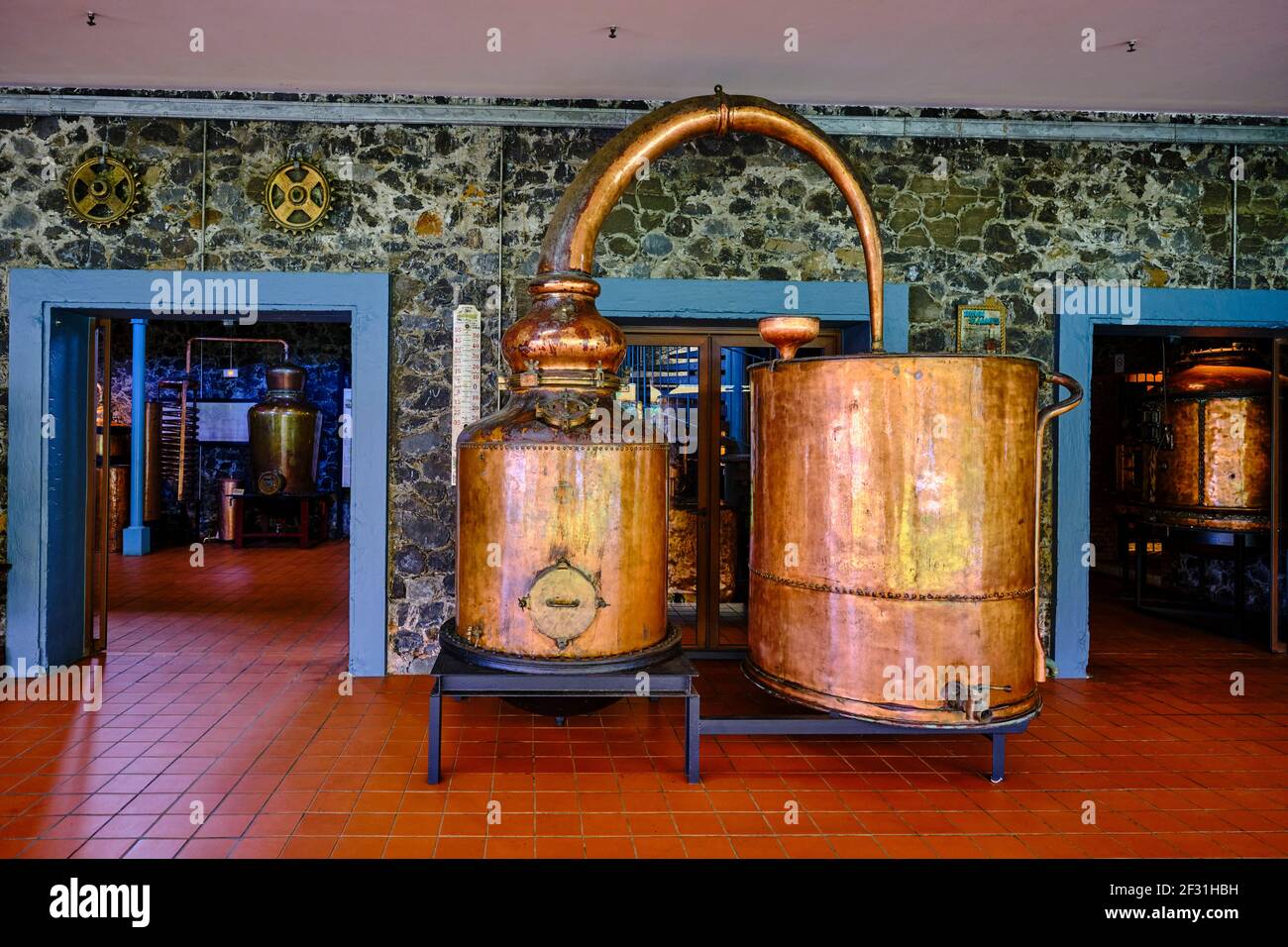 France, West Indies, Martinique, Sainte-Marie, Saint-James distillery which houses a rum museum Stock Photo