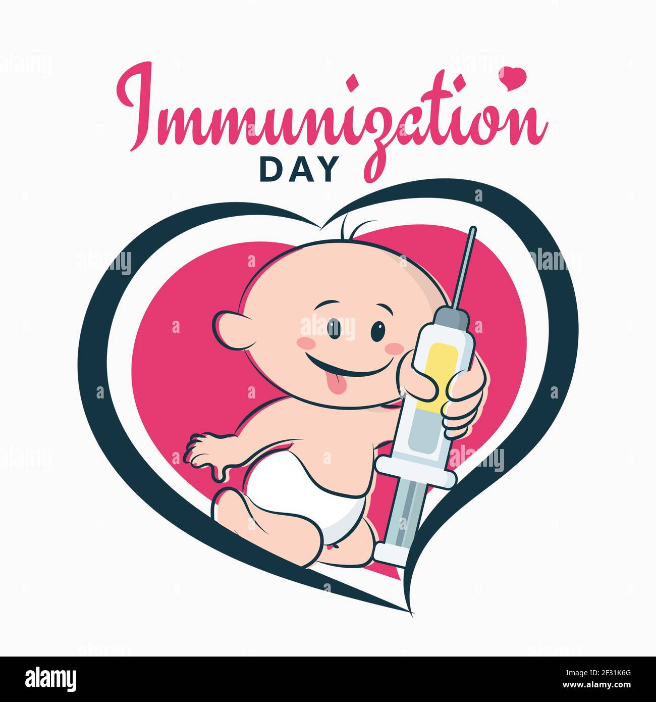 Immunization Day poster, baby child vaccination cartoon banner vector illustration Stock Vector