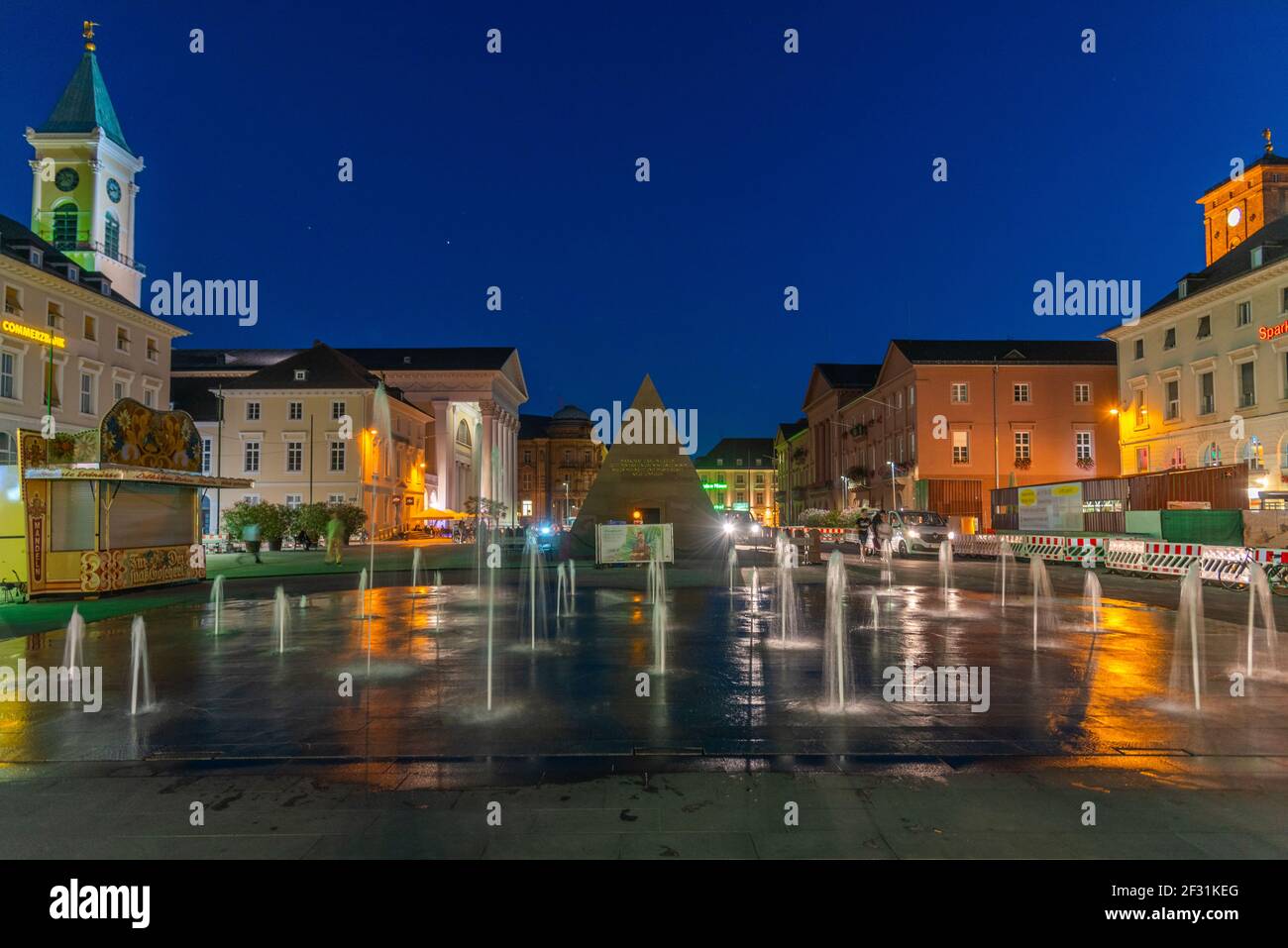 Karlsruhe, Germany, September 15, 2020 Night view of a tomb of Karl