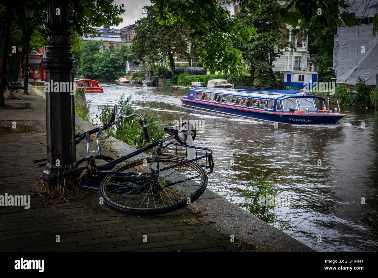 Bicycle wreck near Amsterdam canal Stock Photo