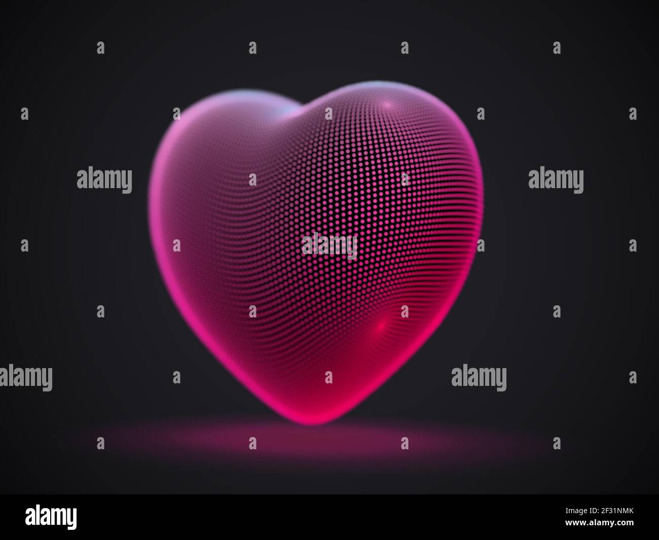 3D digital futuristic glowing pink heart on gray background Stock ...