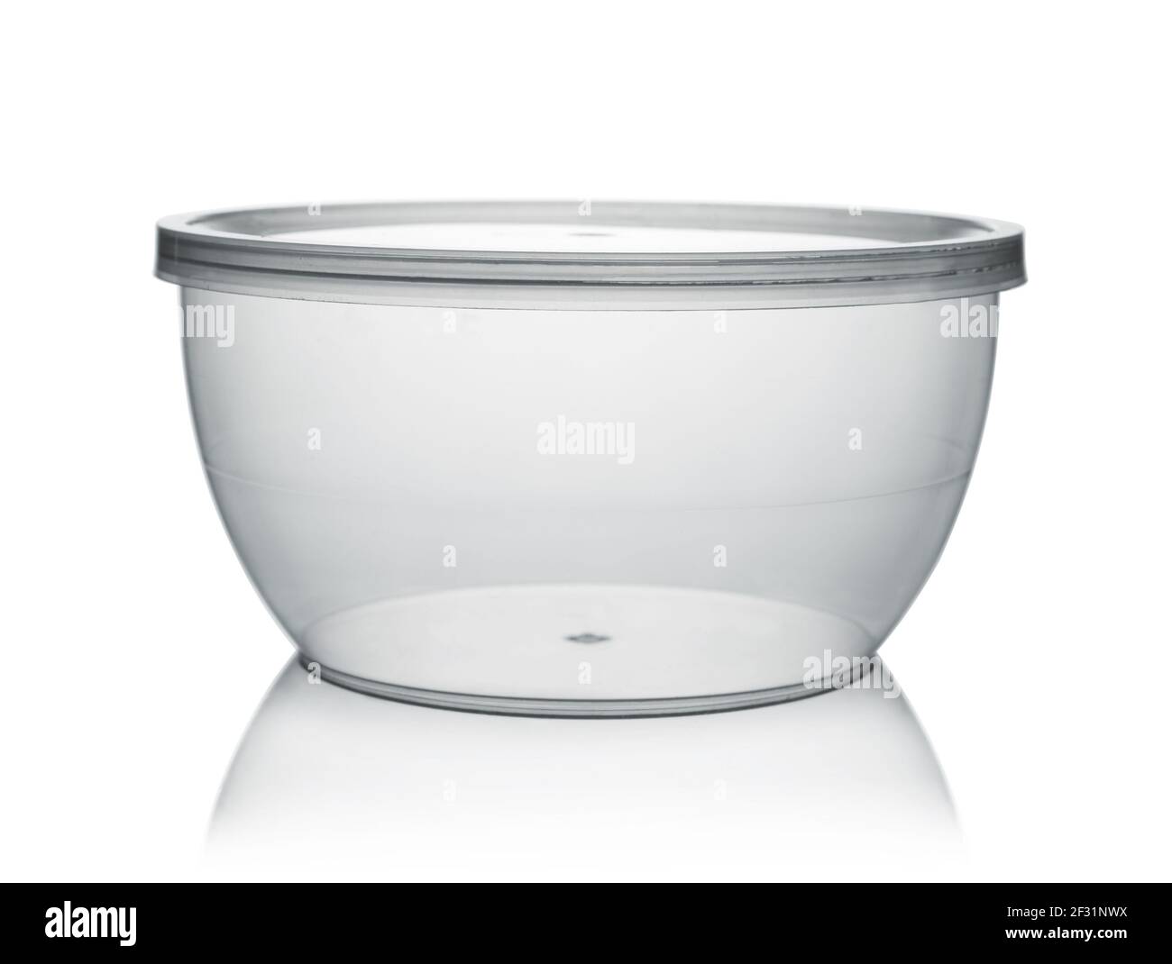 Closed empty plastic disposable bowl isolated on white. Stock Photo