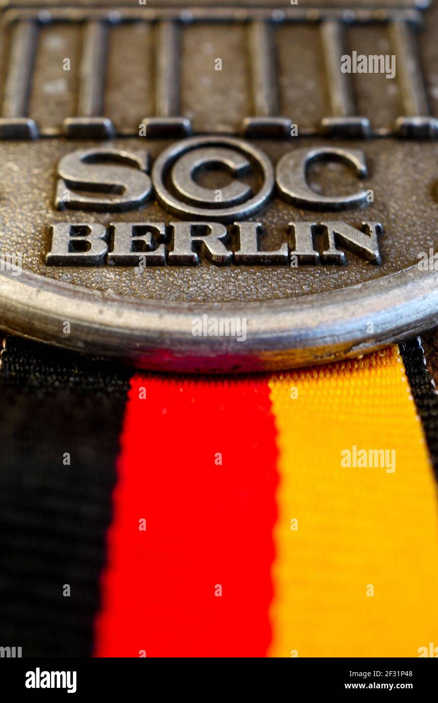 Berlin Marathon medal, France Stock Photo