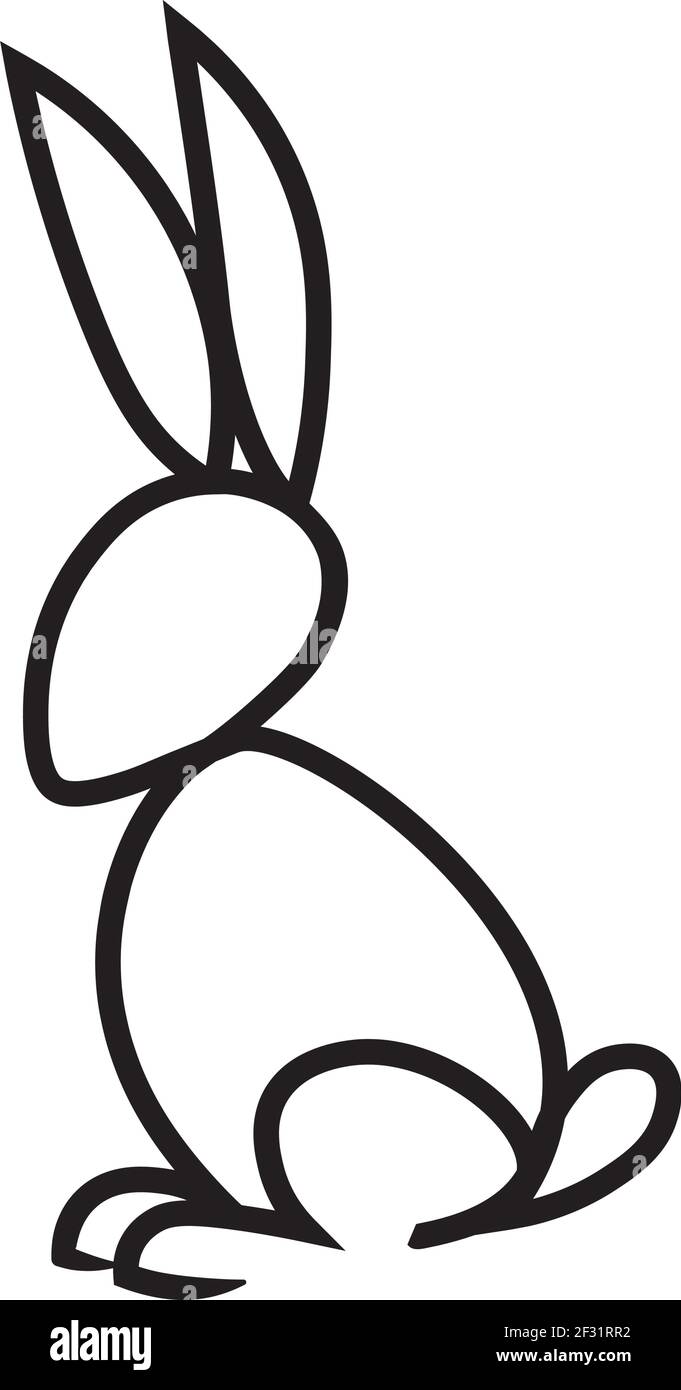 Rabbit bunny logo character design on white Stock Vector