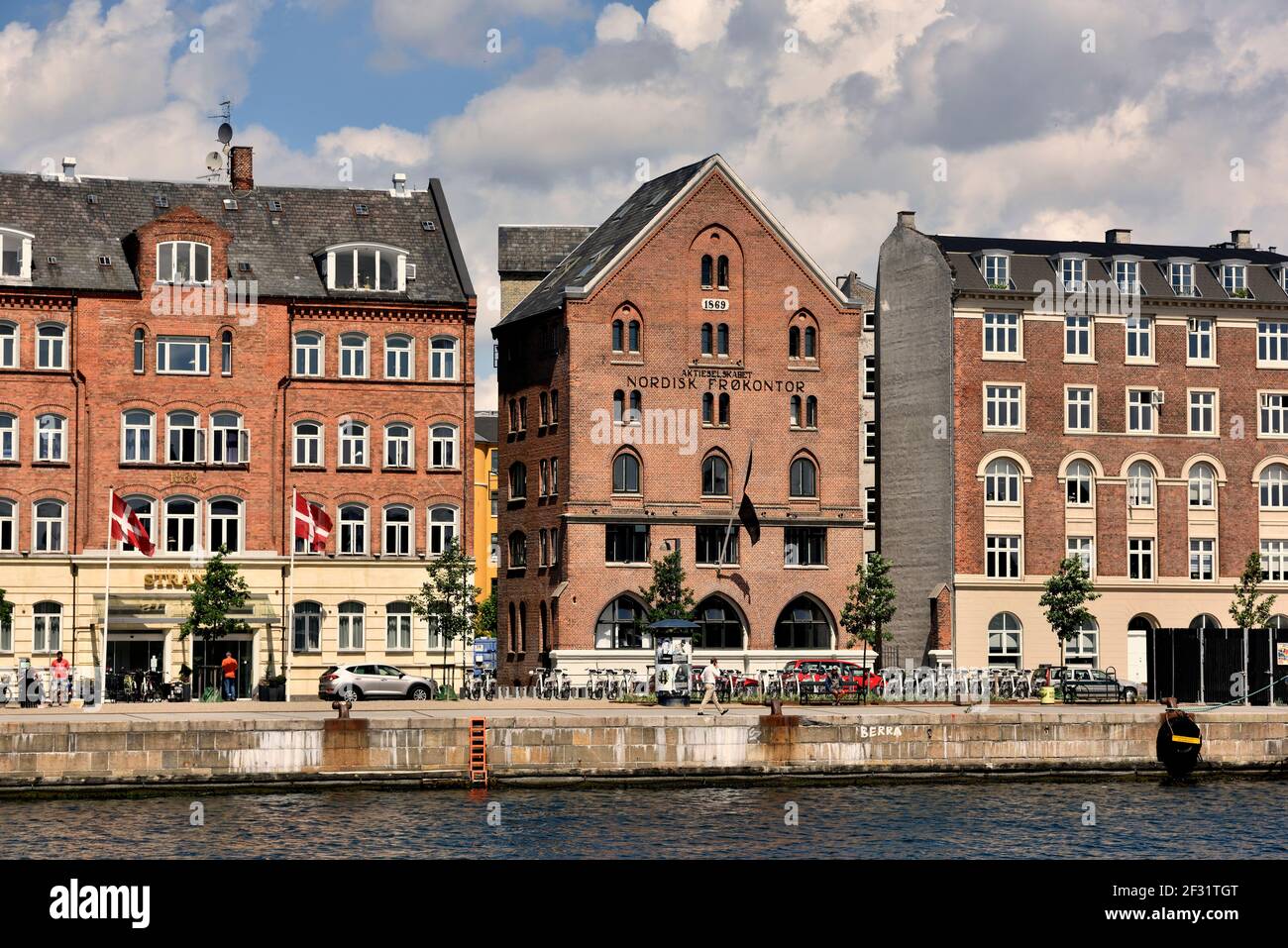 geography / travel, Denmark, Copenhagen, Backsteinfassaden im Hafen von Kopenhage, Additional-Rights-Clearance-Info-Not-Available Stock Photo