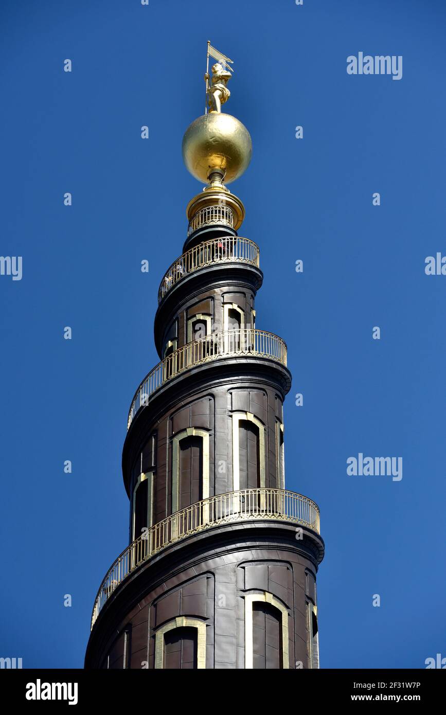 geography / travel, Denmark, Copenhagen, corkscrew-shaped tower of the lutheranism Church of the Redee, Additional-Rights-Clearance-Info-Not-Available Stock Photo