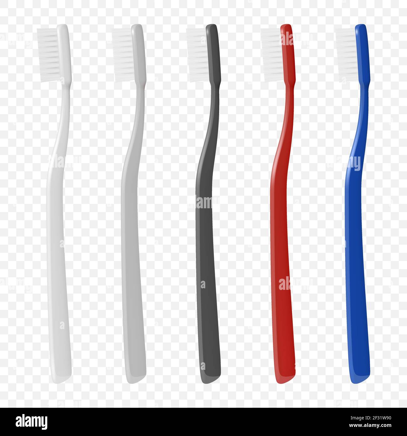 Vector 3d Realistic Plastic Blank Toothbrush Icon Set Isolated on ...
