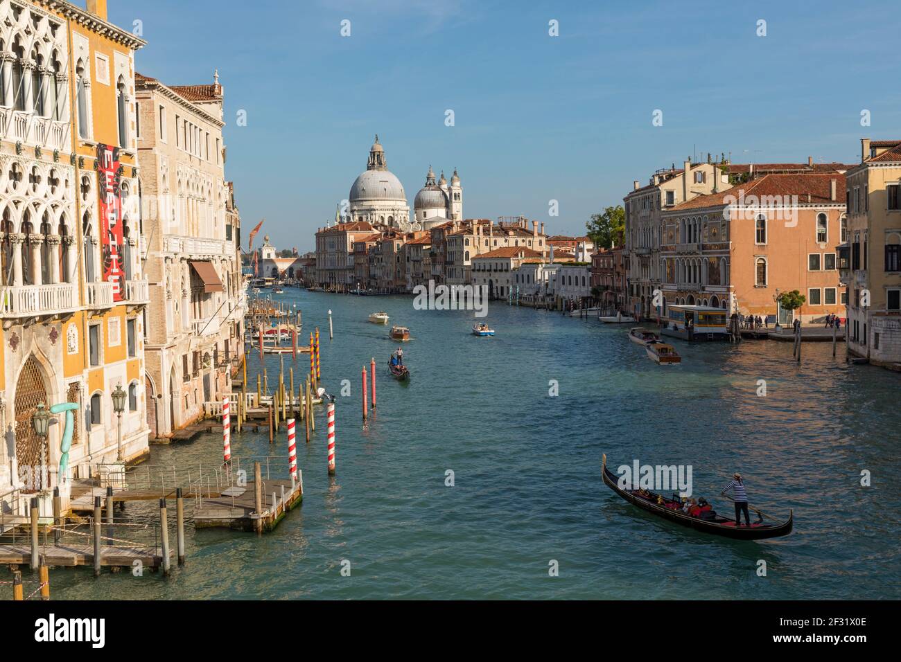 Italy,Venice, gondolier on the Grand Canal Stock Photo