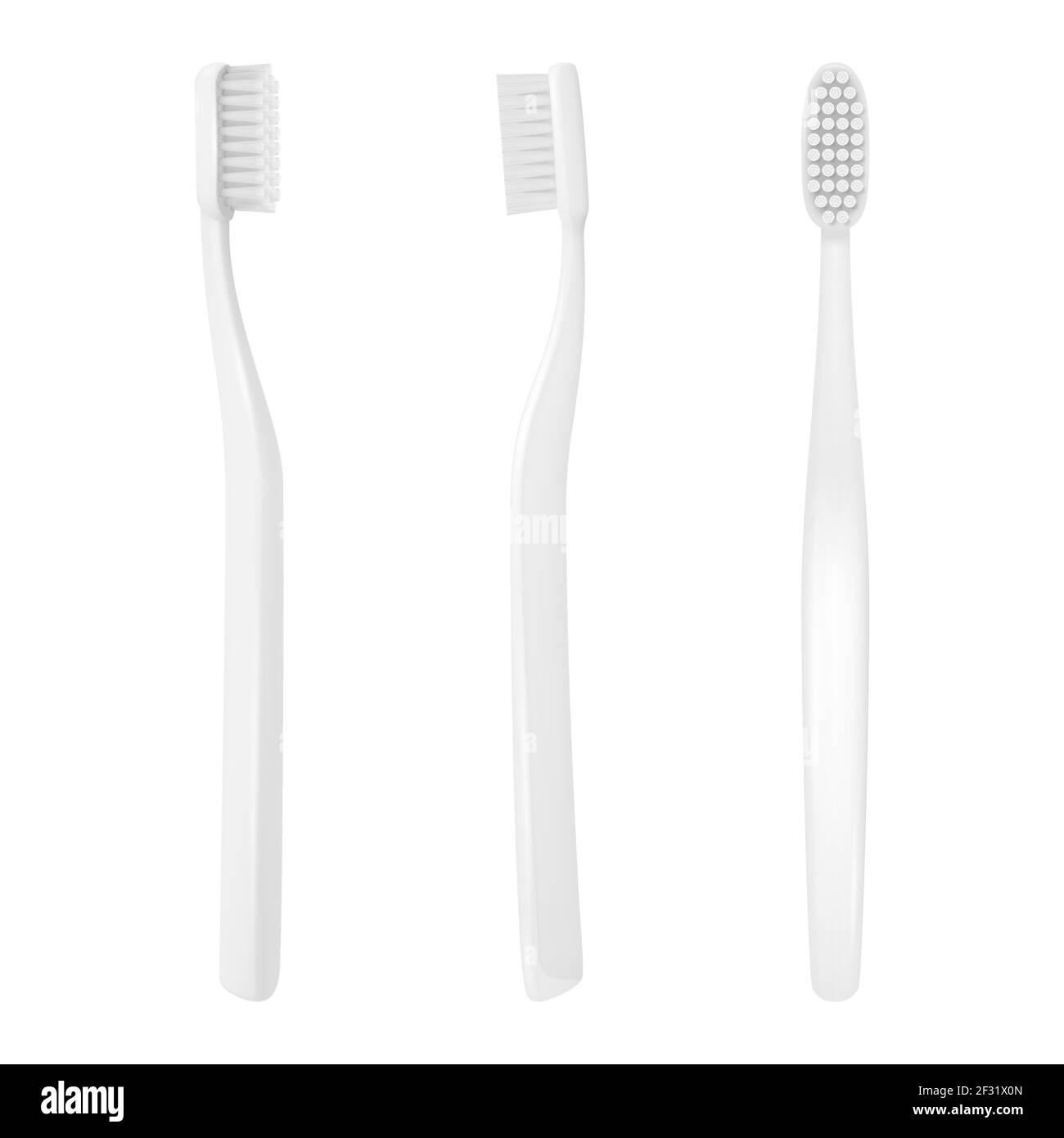 Vector 3d Realistic White Plastic Blank Toothbrush Icon Set Isolated on ...