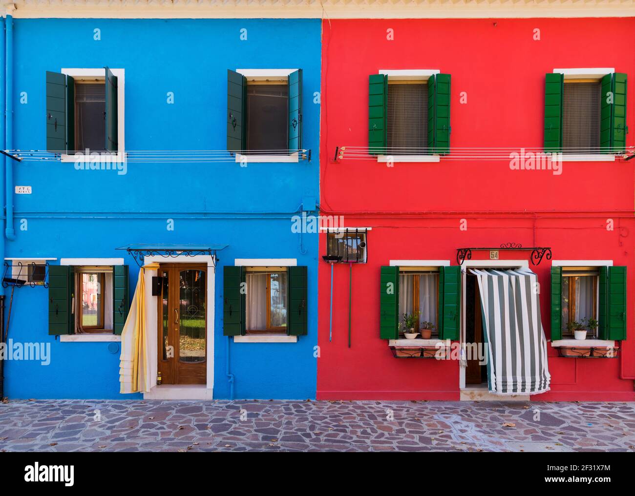 Italy, Venice, Colourful houses on the Venetian island of Burano Stock Photo