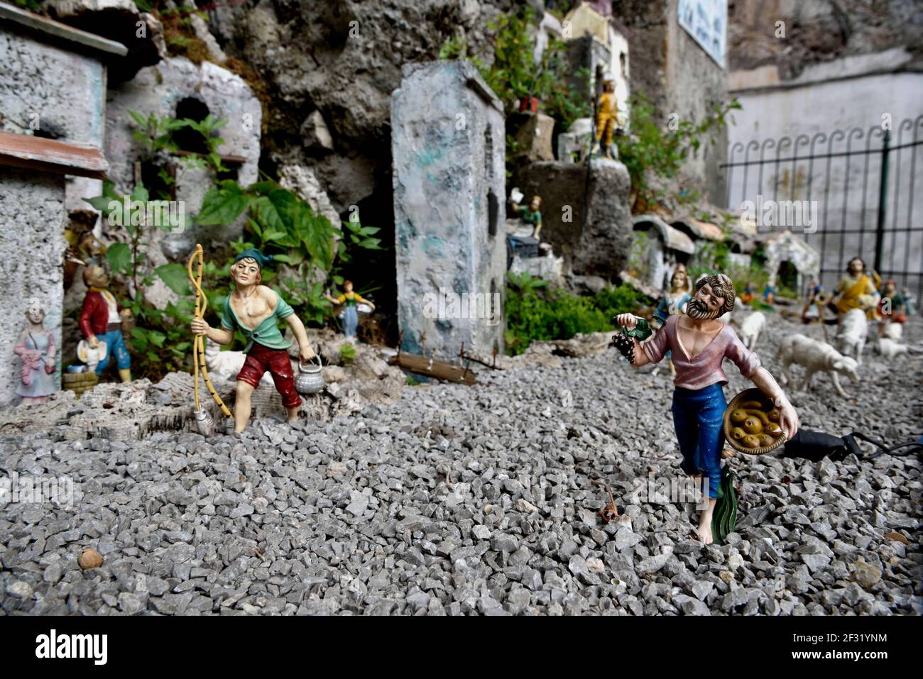geography / travel, Italy, Campania, miniature figures in the inner city of Amalfi, Amalfi coast, Cost, Additional-Rights-Clearance-Info-Not-Available Stock Photo