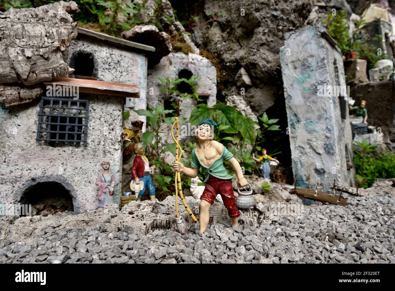 geography / travel, Italy, Campania, miniature figures in the inner city of Amalfi, Amalfi coast, Cost, Additional-Rights-Clearance-Info-Not-Available Stock Photo