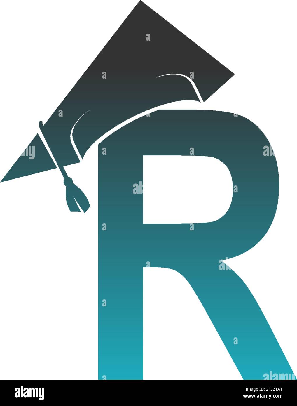 Letter R logo icon with graduation hat design vector illustration Stock ...