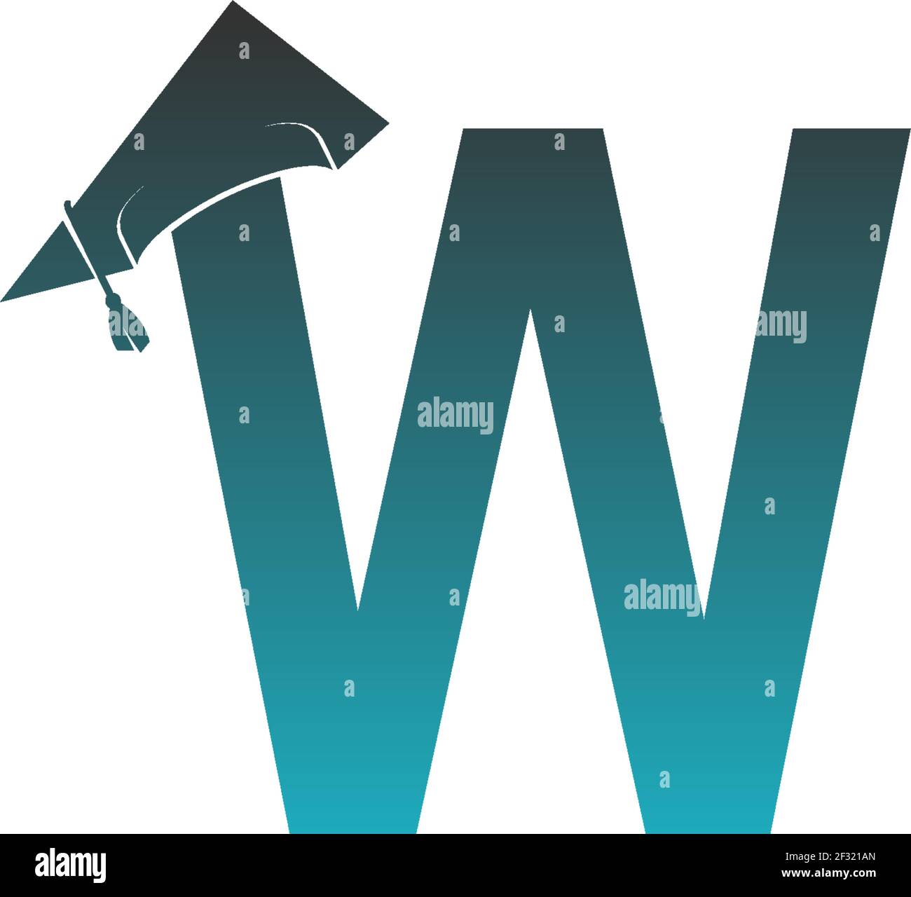 Letter W logo icon with graduation hat design vector illustration Stock ...