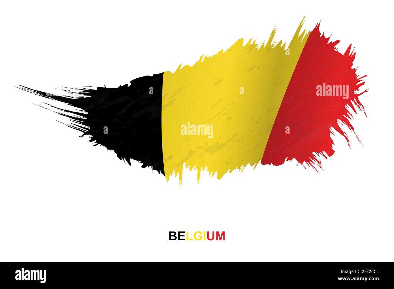 Flag of Belgium in grunge style with waving effect, vector grunge brush ...