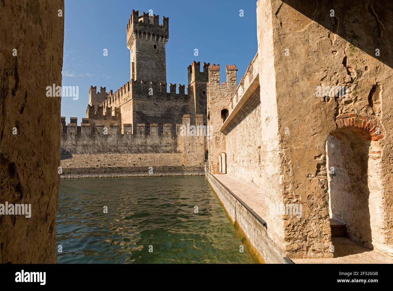 Italy,Sirmione, Lake Garda, the Rocca Scaligera castle built in the 13th century Stock Photo